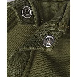 Babyhug 100% Cotton Heavy Gauge Terry Sweatshirt with Full Sleeves and Tiger Print & Bow Patch - Olive Green