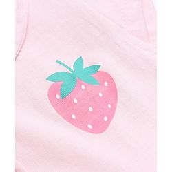Babyhug Single Jersey Knit Frock with Half Sleeves and Strawberry Print in Pink