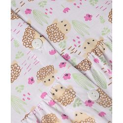 Babyhug Single Jersey Dress with Half Sleeves and Hedgehog Print in White for 3-6 Months