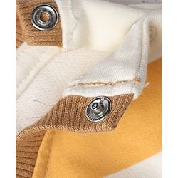 Babyhug 100% Cotton Heavy Gauge Terry Striped Sweatshirt with Full Sleeves and Bear Patch - White