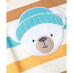 Babyhug 100% Cotton Heavy Gauge Terry Striped Sweatshirt with Full Sleeves and Bear Patch - White