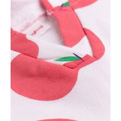 Babyhug Knit Cotton Knit Hooded Poncho With Apple Print - White