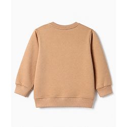 Babyhug 100% Cotton Knit Full Sleeves Sweatshirt with Bear Applique in Light Brown