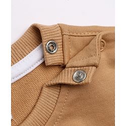 Babyhug 100% Cotton Knit Full Sleeves Sweatshirt with Bear Applique in Light Brown