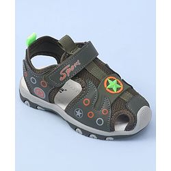 Cute Walk by Babyhug Velcro Closure Sandal Star Applique - Green