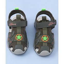 Cute Walk by Babyhug Velcro Closure Sandal Star Applique - Green