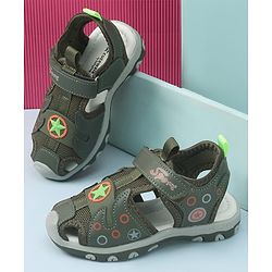 Cute Walk by Babyhug Velcro Closure Sandal Star Applique - Green