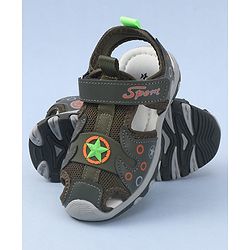 Cute Walk by Babyhug Velcro Closure Sandal Star Applique - Green