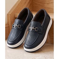 Cute Walk by Babyhug Slip On Party Wear Loafers with Metal Applique - Navy