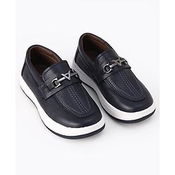 Cute Walk by Babyhug Slip On Party Wear Loafers with Metal Applique - Navy