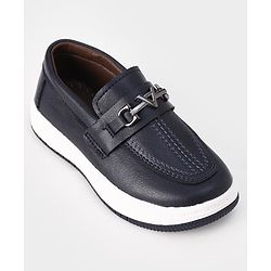Cute Walk by Babyhug Slip On Party Wear Loafers with Metal Applique - Navy