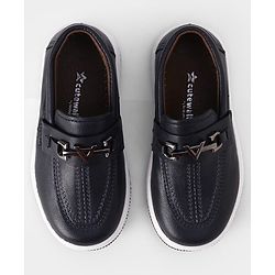 Cute Walk by Babyhug Slip On Party Wear Loafers with Metal Applique - Navy