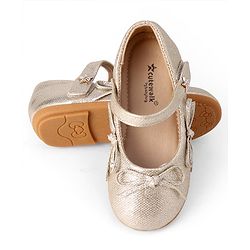 Cute Walk by Babyhug Velcro Closure Ballerina With Bow Applique - Golden