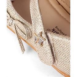 Cute Walk by Babyhug Velcro Closure Ballerina With Bow Applique - Golden