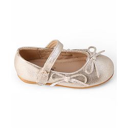 Cute Walk by Babyhug Velcro Closure Ballerina With Bow Applique - Golden