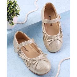 Cute Walk by Babyhug Velcro Closure Ballerina With Bow Applique - Golden