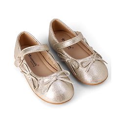 Cute Walk by Babyhug Velcro Closure Ballerina With Bow Applique - Golden