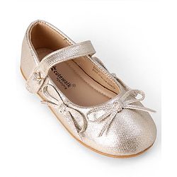 Cute Walk by Babyhug Velcro Closure Ballerina With Bow Applique - Golden