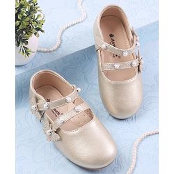 Cute Walk by Babyhug Velcro Closure Ballerina With Stone & Butterfly Embellishment - Golden