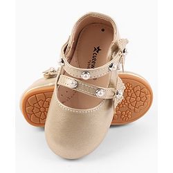 Cute Walk by Babyhug Velcro Closure Ballerina With Stone & Butterfly Embellishment - Golden