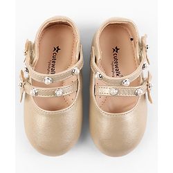 Cute Walk by Babyhug Velcro Closure Ballerina With Stone & Butterfly Embellishment - Golden