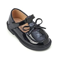 Cute Walk by Babyhug Velcro Closure Solid Shoes With Bow Applique - Black