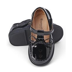 Cute Walk by Babyhug Velcro Closure Solid Shoes With Bow Applique - Black