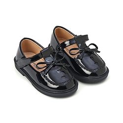 Cute Walk by Babyhug Velcro Closure Solid Shoes With Bow Applique - Black