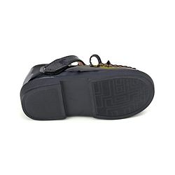 Cute Walk by Babyhug Velcro Closure Solid Shoes With Bow Applique - Black