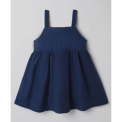 Babyhug Cotton Woven Full Sleeves Frock and Tee with Rabbit Embroidery and Floral Print in Navy Blue for 6-9 Months