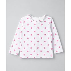 Babyhug Cotton Woven Full Sleeves Frock and Tee with Rabbit Embroidery and Floral Print in Navy Blue for 9-12 Months