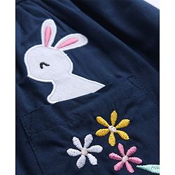 Babyhug Cotton Woven Full Sleeves Frock and Tee with Rabbit Embroidery and Floral Print in Navy Blue for 6-9 Months