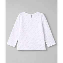 Babyhug Cotton Woven Frock and Inner Tee and Purse with Full Sleeves and Pretty Text Embroidery - Lavender