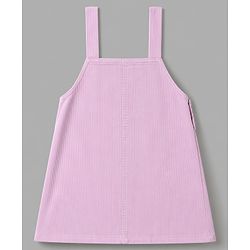 Babyhug Cotton Woven Frock and Inner Tee and Purse with Full Sleeves and Pretty Text Embroidery - Lavender