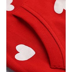 Babyhug 100% Cotton Terry Knit Sweatjackets With Full Sleeves and Hearts Print - Red