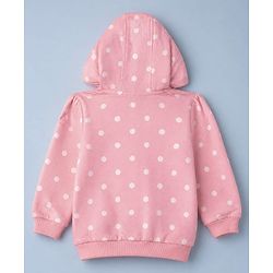 Babyhug Heavy Gauge 100% Cotton Terry Knit Hoodie with Full Sleeves and Polka Dots Print - Pink