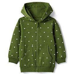 Babyhug Heavy Gauge 100% Cotton Terry Full Sleeves Knit Sweatshirt With Heart Print - Green