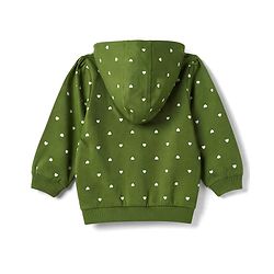 Babyhug Heavy Gauge 100% Cotton Terry Full Sleeves Knit Sweatshirt With Heart Print - Green
