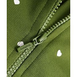 Babyhug Heavy Gauge 100% Cotton Terry Full Sleeves Knit Sweatshirt With Heart Print - Green