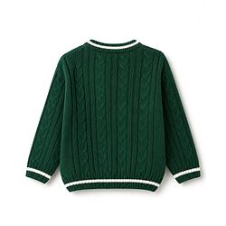 Babyhug Knit Full Sleeves Front Open Sweater With Cable Knit Design - Maroon
