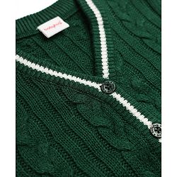 Babyhug Knit Full Sleeves Front Open Sweater With Cable Knit Design - Maroon