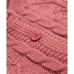 Babyhug Knit Front Open Sweater with Full Sleeves & Cable Knit Design in Pink