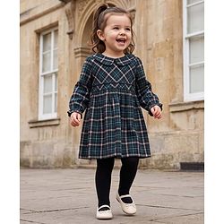 Babyhug Cotton Woven Frock and Leggings with Full Sleeves and Checked Print in Multi Color for 18-24 Months