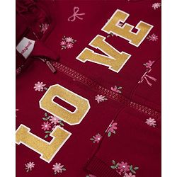 Babyhug Cotton Heavy Gauge Terry Terry Knit Sweatshirt With Full Sleeves and Love Foil Print in Maroon