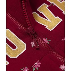 Babyhug Cotton Heavy Gauge Terry Terry Knit Sweatshirt With Full Sleeves and Love Foil Print in Maroon
