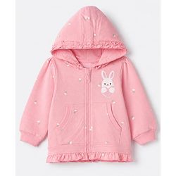 Babyhug 100% Cotton Heavy Gauge Terry Knit Sweatshirt With Full Sleeves and Rabbit Patch in Pink