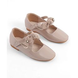 Cute Walk by Babyhug Velcro Closure Ballerina With Bow Applique - Beige
