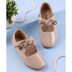 Cute Walk by Babyhug Velcro Closure Ballerina With Bow Applique - Beige