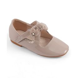 Cute Walk by Babyhug Velcro Closure Ballerina With Bow Applique - Beige