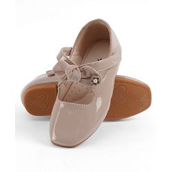 Cute Walk by Babyhug Velcro Closure Ballerina With Bow Applique - Beige